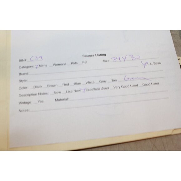 LL Bean Field Pants Five Pocket Standard Fit Straight Leg Dark Ash 34x30 - Picture 10 of 10